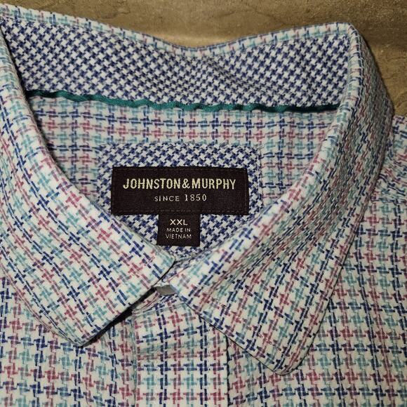 Johnston & Murphy Shirt Mens SZ XXL Flip Sleeve Preppy Coastal Academia‎ Office - Picture 1 of 9